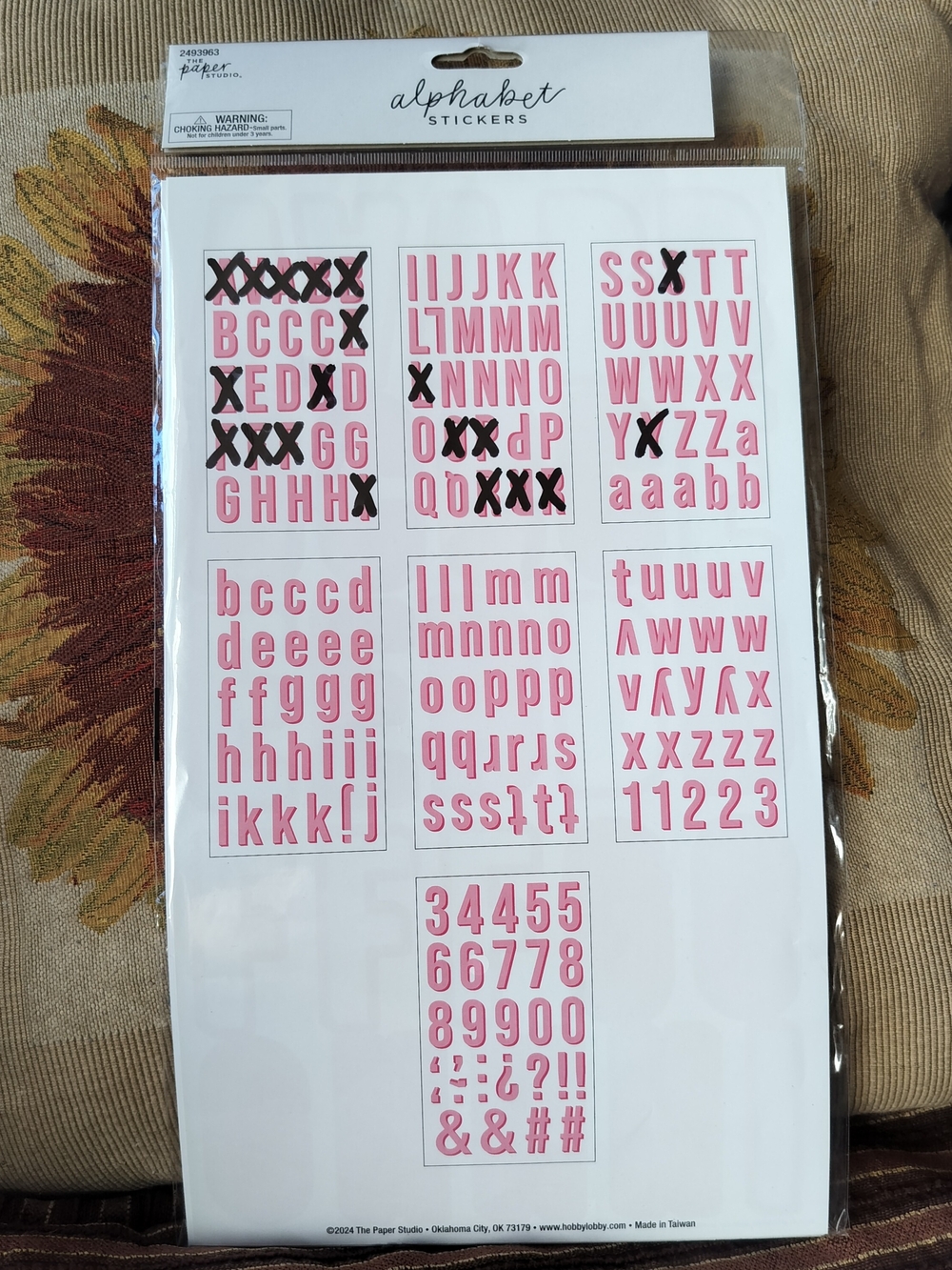 The Paper Studio Alphabet Number & Symbol Sticker Sheet - Pink/Hot Pink